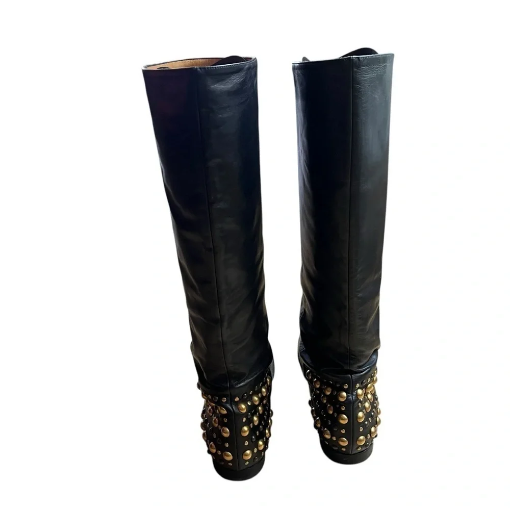 GUCCI Babouska Studded Knee High‎ Tall Leather Boots